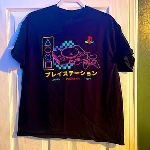 Retro PlayStation T-Shirt XL Blue-Yellow-Pink Japanese styled